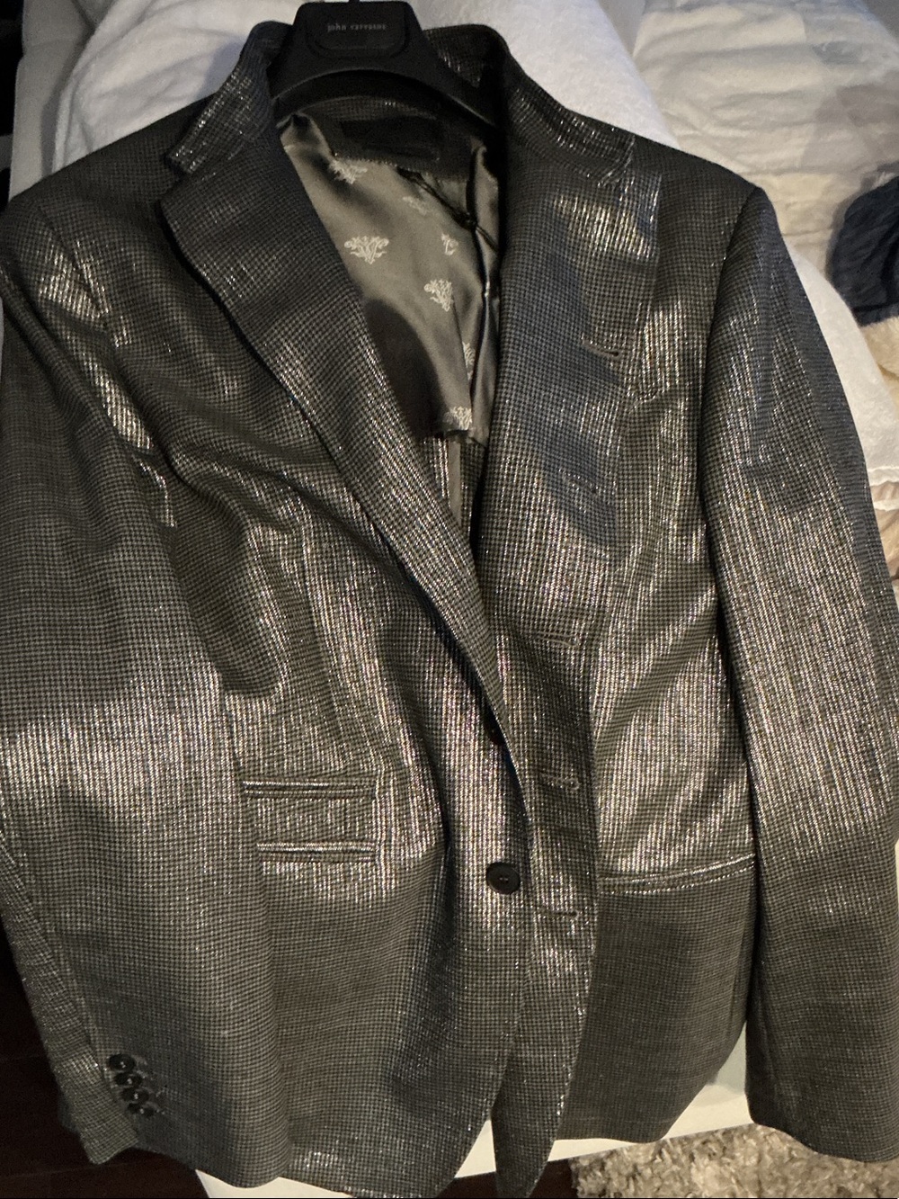 John Varvatos Shimmering Black Metallic Sport Coat